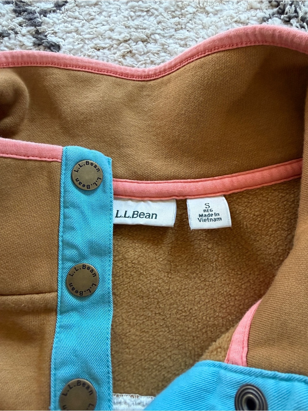 L.L.Bean Quilted Snap Pullover Colorblock Fleece Small